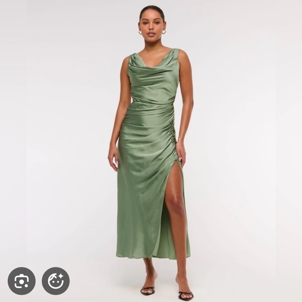Abercrombie & Fitch Sage Green Midi Dress